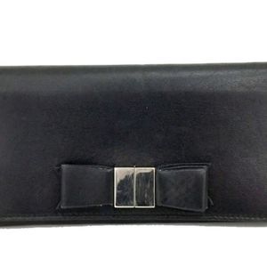 BALENCIAGA Ribbon Black Leather Long Bifold Wallet. Offers Welcome!!